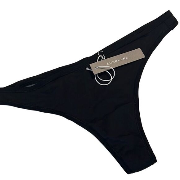Everlane Black Kandy Cotton Thong Panties Size Medium NWT - Picture 1 of 6